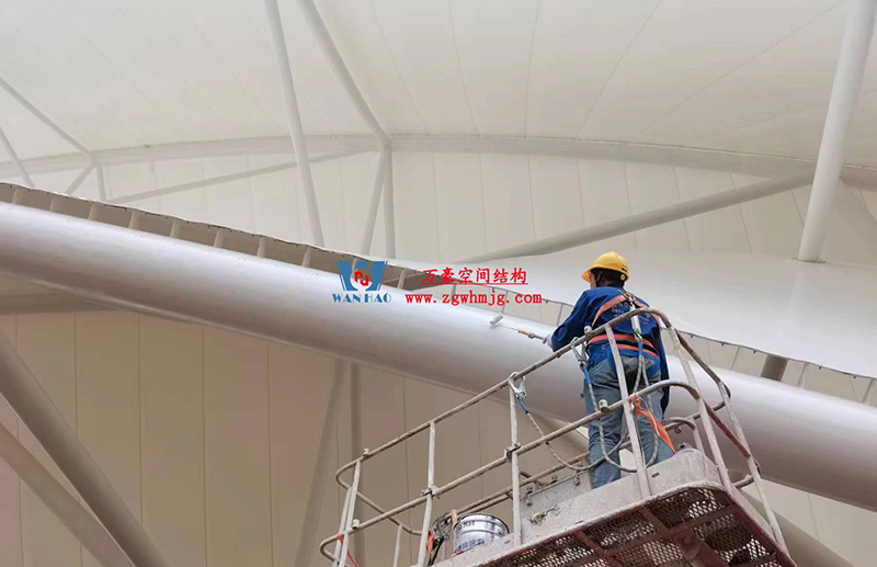 陜西定邊馬蓮灘沙漠公園鋼膜結(jié)構(gòu)工程“奮力快跑”，工程“進(jìn)度條”刷新了!
